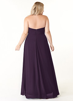 Azazie Tessie Bridesmaid Dresses Plum A-Line V-Neck Pleated Chiffon Dress image7