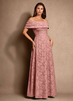 Azazie New Britain vestidos de madre de la novia Vestido de Rosetón de Devorado Floral de Corte en A con Plisado image2