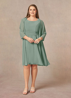 Azazie Shirley Mother of the Bride Dresses Silver Sage A-Line Scoop Pleated Chiffon Dress image8