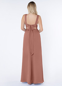 Azazie Christiana Bridesmaid Dresses Cedar Rose A-Line V-Neck Pleated Chiffon Dress image2