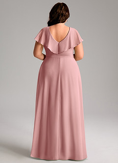 Azazie Lainey Bridesmaid Dresses Dusty Rose A-Line with Pockets Chiffon Dress image2