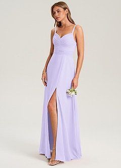 Azazie Terese Brautjungfernkleider A-Linie Plissee Chiffon Kleid Flieder image7