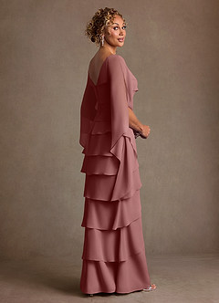 Azazie Arabinda Suknie dla Matki Panny Młodej Osłona Marszczony Szyfon Długość podłogi Sukienka image2