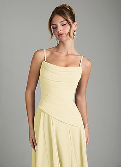 Azazie Gabriela Bridesmaid Dresses Lemon Sorbet A-Line Corset Chiffon Dress image9