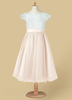 Azazie Vetty vestidos de niña de las flores Vestido de Marfil Blanco Alabastro de Tul de Corte En A con Encaje image12