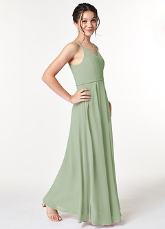 Azazie Janine Junior Dusty Sage A-Line Chiffon Dress image3