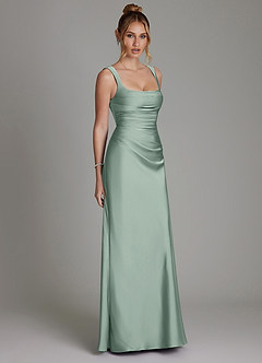 Azazie Agustina Brautjungfernkleider Meerjungfrau-Linie Korsett Stretch-Satin Kleid Agave image4