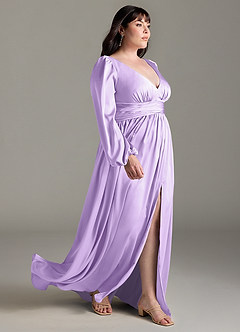 Azazie Norah Bridesmaid Dresses Lilac A-Line Stretch Satin Dress image10