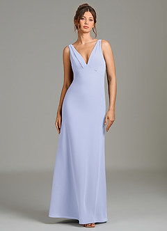 Azazie Leticia Bridesmaid Dresses Lavender Sheath Pleated Chiffon Dress image1