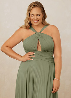 Christian Siriano Bridal for Azazie 1009 Bridesmaid Dresses Pistachio A-Line Pleated Chiffon Dress image13