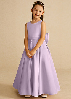 Azazie Pipsy Robe Demoiselle D'honneur Fillette Robe Trapèze en Mat Satiné Arc Frostiges Flieder image4
