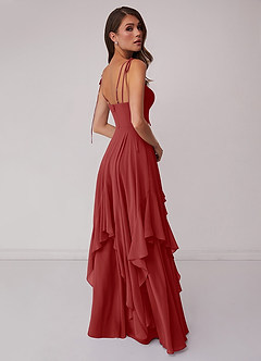 Barbie ♥ Azazie Bridesmaid Dresses Rust A-Line Bow Chiffon Dress image2