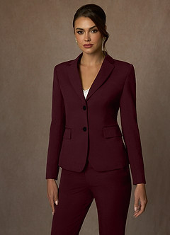 front Whitney Cabernet Gestructureerd stretch broekpak met volledige lengte