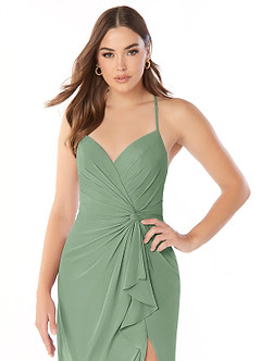 Azazie Aribella Bridesmaid Dresses Matcha Sheath Ruched Chiffon Dress image5