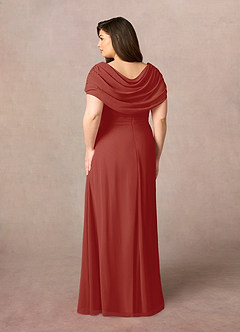 Azazie Mary Mother of the Bride Dresses Terracotta A-Line Side Slit Chiffon Dress image8