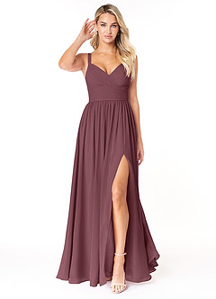 Azazie Chanel Bridesmaid Dresses Sangria A-Line Pleated Chiffon Dress image1