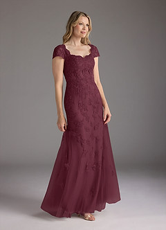Azazie Marbella vestidos de madre de la novia Vestido de Cabernet de Encaje de Sirena con Reina Ana Lentejuelas image3