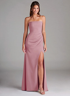 Azazie Leonis Bridesmaid Dresses Vintage Mauve Sheath Strapless Stretch Crepe Convertible Dress image1