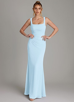 Azazie Agustina Bridesmaid Dresses Sky Blue Mermaid Corset Chiffon Dress image3