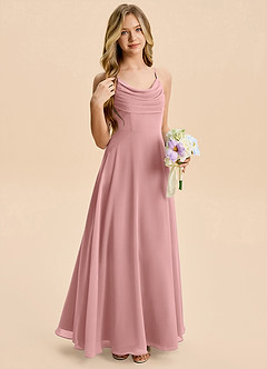 Azazie Gia Junior A-Linie Plissee Chiffon Kleid Altrosa image5