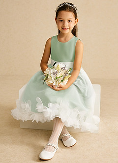 Azazie Stardust Flower Girl Dresses Dusty Sage A-Line Sleeveless Organza Dress image2