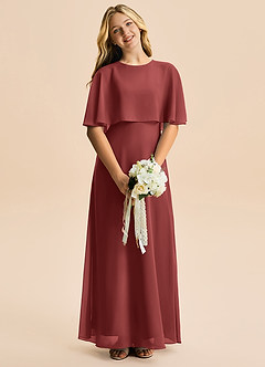 Azazie Maris Junior A-Linie Chiffon Kleid Terrakotta image4