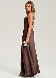 Azazie Lidia Bridesmaid Dresses Ganache Mermaid Side Slit Stretch Satin Dress image7