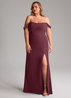 Azazie Saige Bridesmaid Dresses Cabernet A-Line Off the Shoulder Chiffon Convertible Dress image10