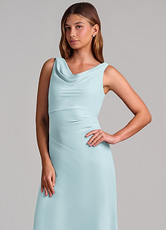 Azazie Nerine Brudtärnklänningar Klä av A-Linje i Chiffong Plisserad Dimma image6