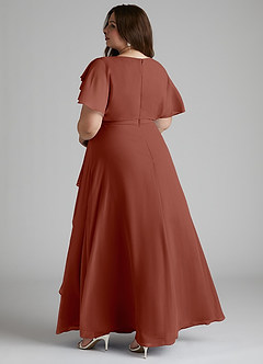 Azazie Aaliyah Modest Bridesmaid Dresses A-Line Scoop Pleated Chiffon Floor-Length Dress image9