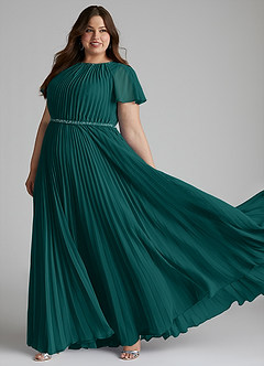 Azazie Kara Modest Bridesmaid Dresses A-Line Pleated Chiffon Floor-Length Dress image10
