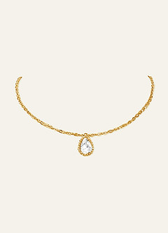 front Pear Crystal Bridal Back Necklace