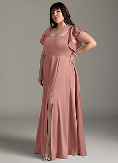 Azazie Bondi Bridesmaid Dresses Rosette A-Line Bow Stretch Satin Dress image9