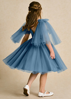 Azazie Duchess Flower Girl Dresses Bermuda A-Line with Sleeves Tulle Dress image3