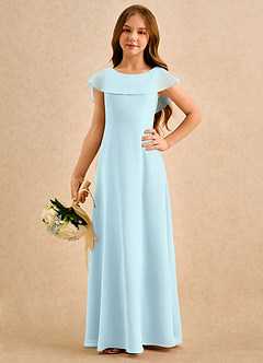 Azazie Kittie Girls Formal Abiti da Ragazza di Fiori Abito A-Line in Chiffon Nuvola Blu image5