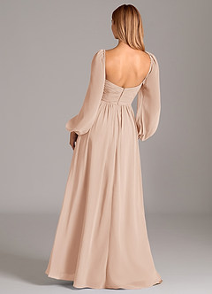 Azazie Bailee Bridesmaid Dresses English Rose A-Line Long Sleeve Chiffon Dress image4