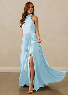 Christian Siriano Bridal for Azazie 1007 Bridesmaid Dresses Pleated Halter Stretch Satin A-line Dress image3