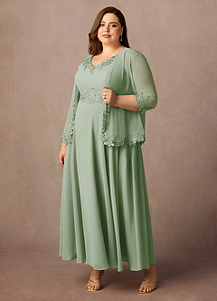 Azazie Devana Mother of the Bride Dresses Dusty Sage A-Line Sequins Chiffon Dress image10