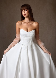 Azazie Harper Vestidos de noiva Vestido Diamante Branco de Cetim de Vestido de baile com Sem Alças image2