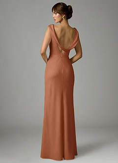 Azazie Kieryn Jurken voor bruidsmeisjes Jurk van Stretch Satijn met Zeemeermin Geplooid Bronzeertint image5