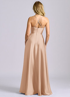 Azazie Truce Suknie dla druhen Linia A Satyna elastyczna Do ziemi Sukienka image2