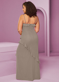 Barbie ♥ Azazie Bridesmaid Dresses Taupe Sheath Chiffon Dress image10