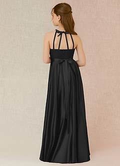 Azazie Arianthe Junior Black A-Line with Pockets Stretch Satin Dress image2