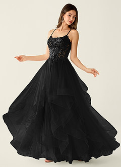 Mosaic Black Ruffle Prom Dress image4