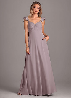 Azazie Kaylyn Brautjungfernkleider A-Linie Gestreift Chiffon Kleid Dämmerung image4