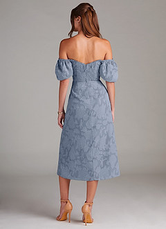 Azazie Evalina Abiti da Damigella Abito Tubino in Burnout Floreale Blu Polveroso image6