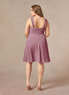 Azazie Olivia Mother of the Bride Dresses Vintage Mauve A-Line Square Neckline Pleated Chiffon Dress image11