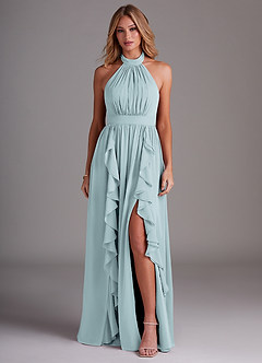 Azazie Avary Bridesmaid Dresses Mist A-Line Pleated Chiffon Dress image1