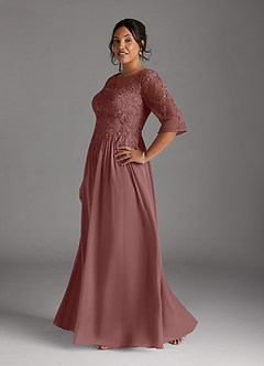 Azazie Mirielle Mother of the Bride Dresses Desert Rose A-Line Scoop Lace Chiffon Dress image10