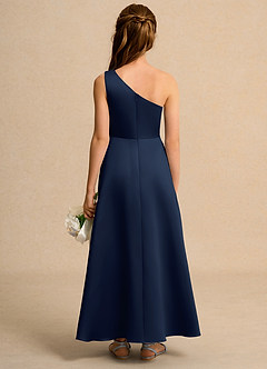 Azazie Taffy Junior Formal vestidos de niña de las flores Vestido de Azul Marino Oscuro de Satin Mate de Corte En A con Encaje image2